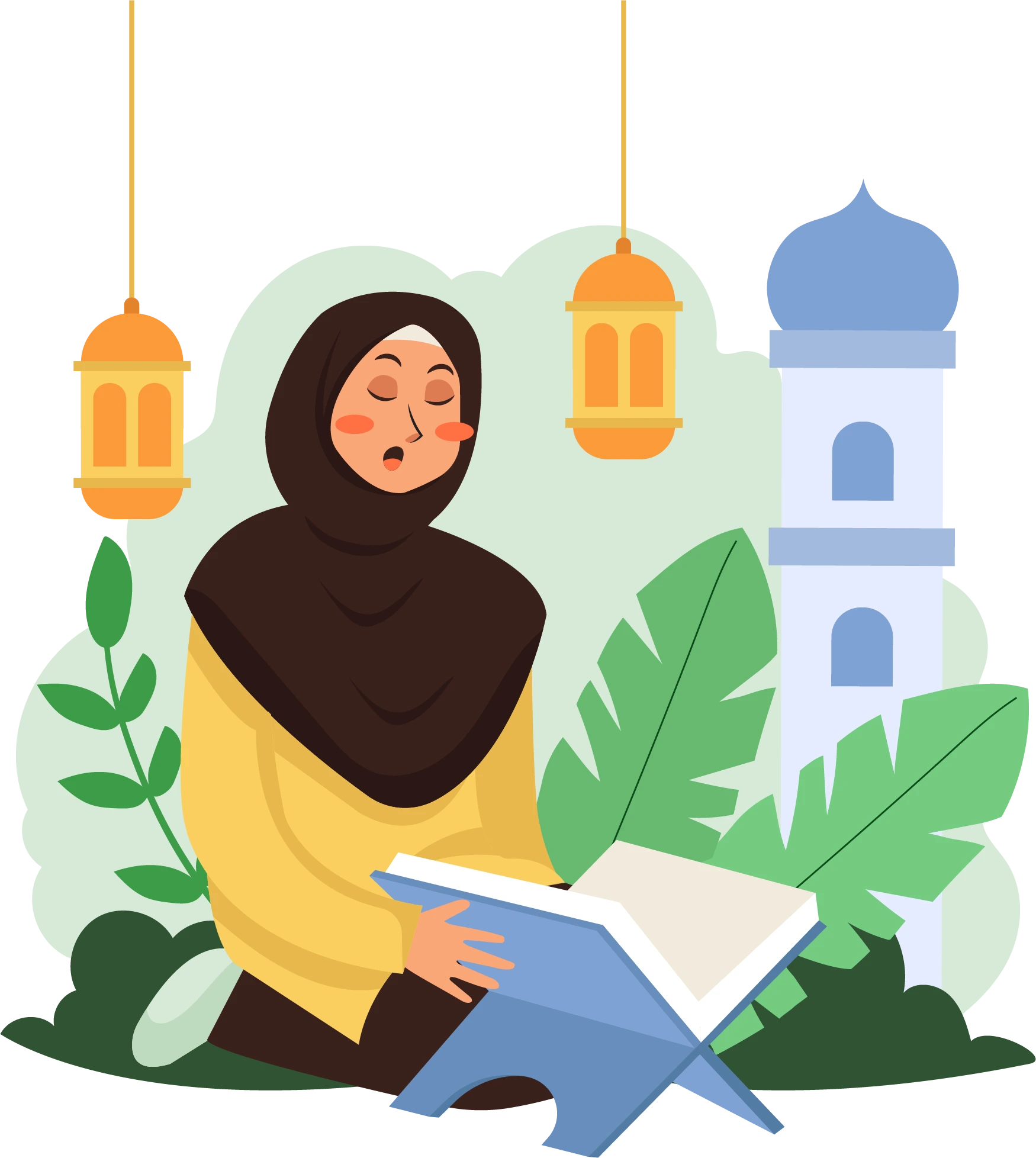 Muslim Girl Reading Quran
