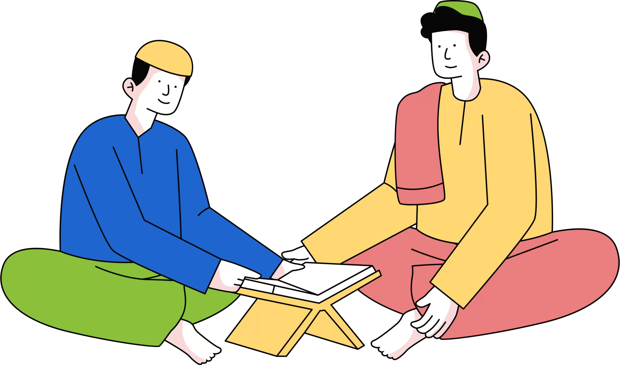 Reading Quran in Ramadan Illustration